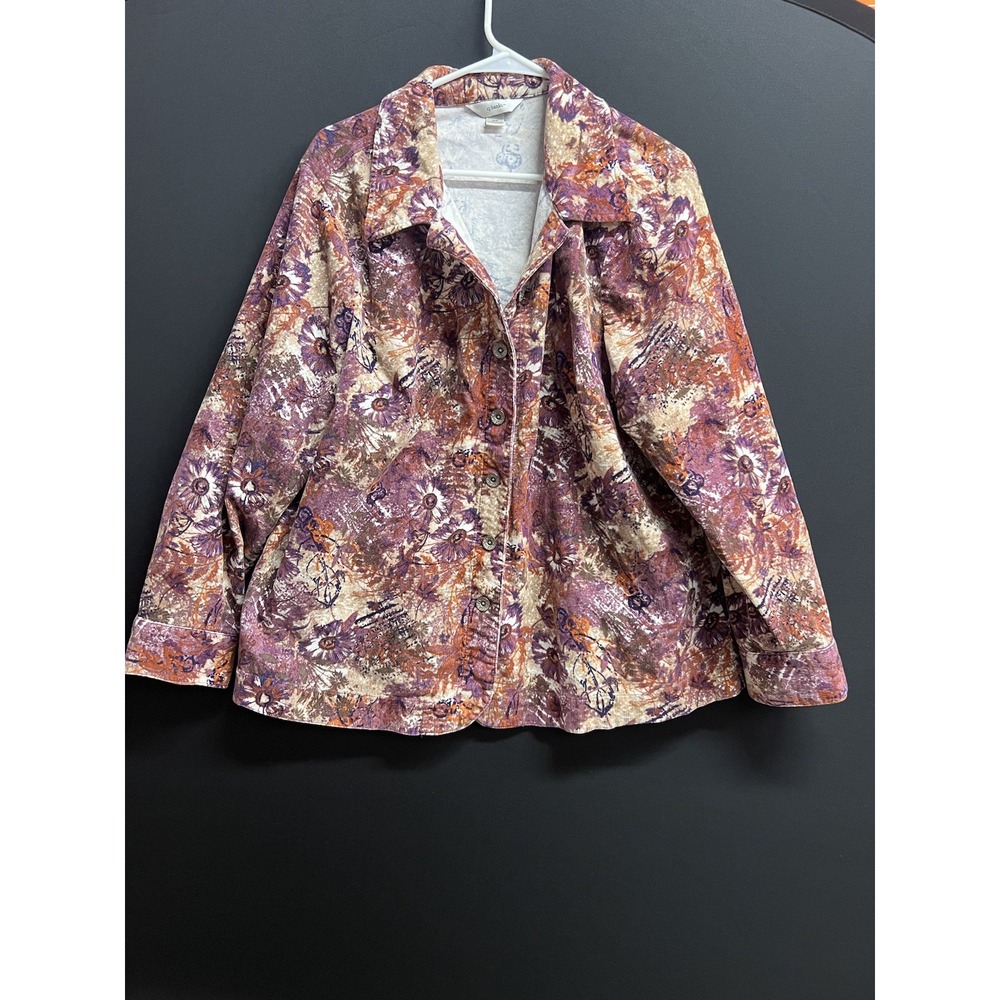 CJ Banks‎ Womens 2X Corduroy Jacket  Floral Lightweight